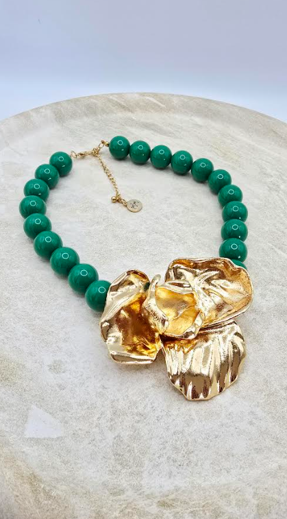 Chrissy L Jewellery - Amalfi Necklace with Gold Flower