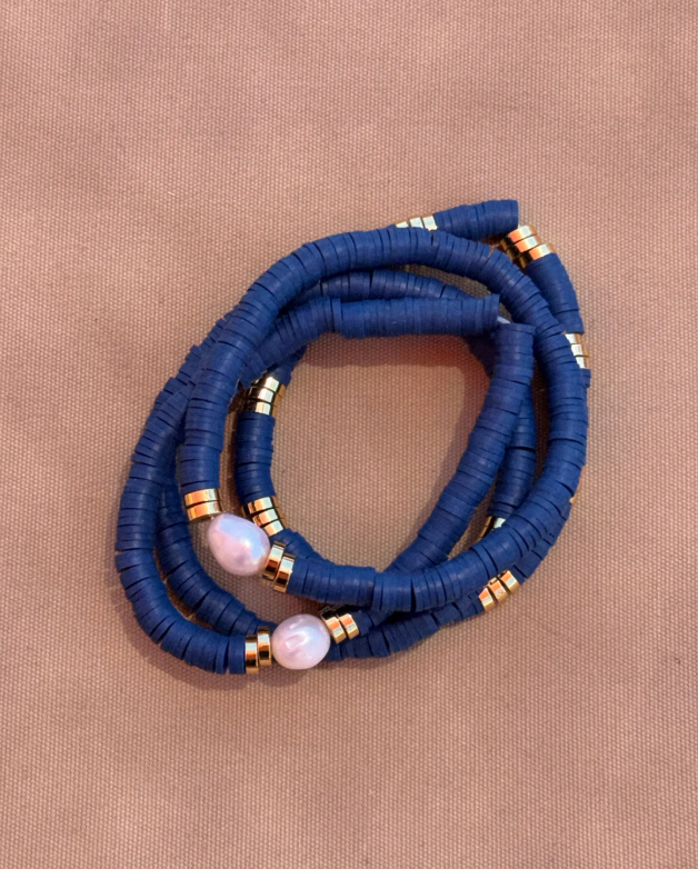 Luv AJ - The Sevillie Pearl Bracelet Set in Gold/Navy