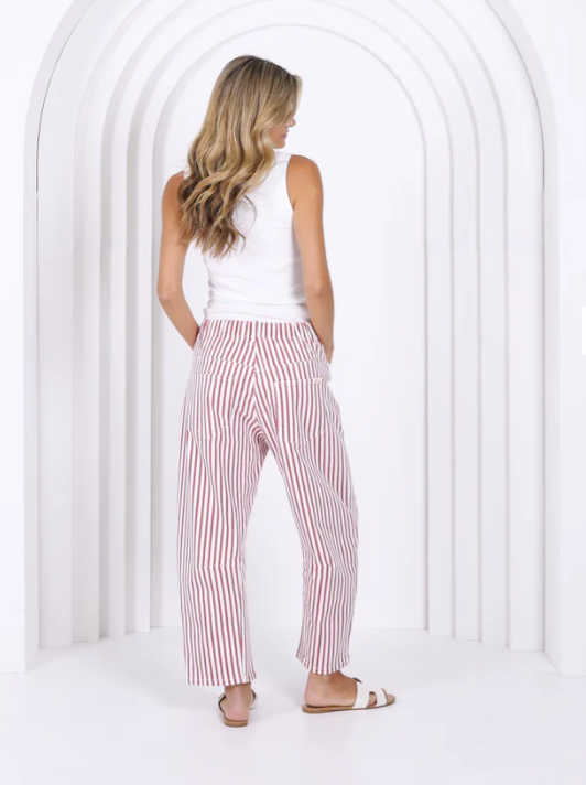 Monaco - Carter Barrel Jeans in Red Stripe