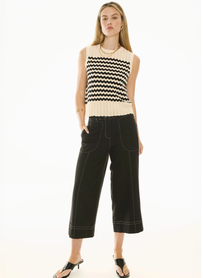 Pol - Bonde Tank Knit in Ivory/Black