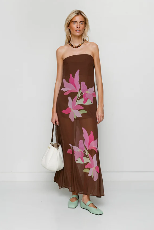The Wolf Gang - Lupa Strapless Maxi Dress in Water Lily