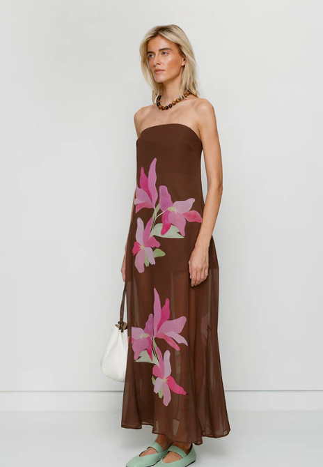 The Wolf Gang - Lupa Strapless Maxi Dress in Water Lily