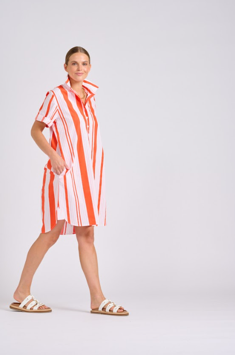 Shirty - The Catie Dress in Sunset Rio Stripe