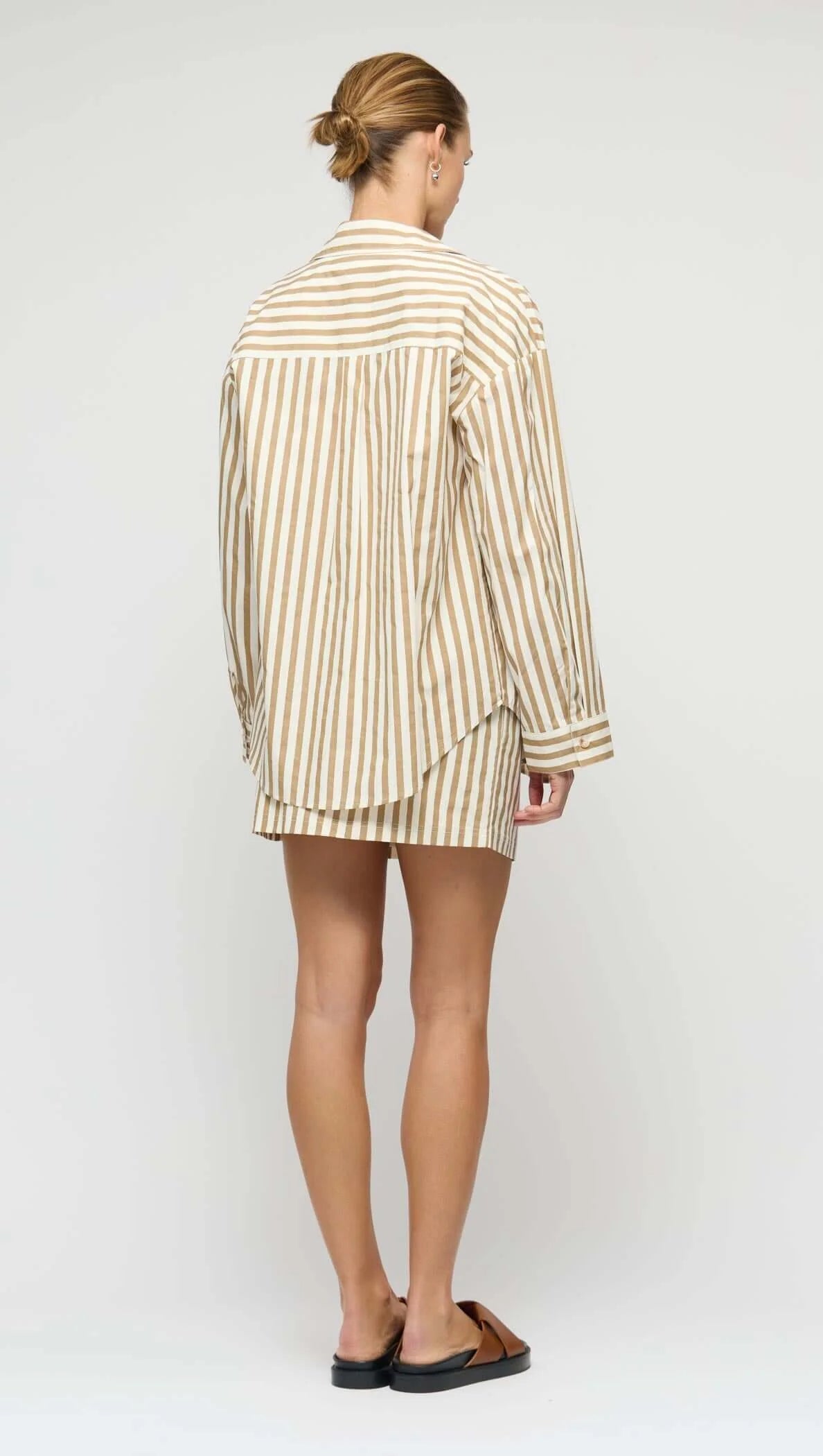 Staple the Label - Zahara Oversized Shirt in Tan Stripe