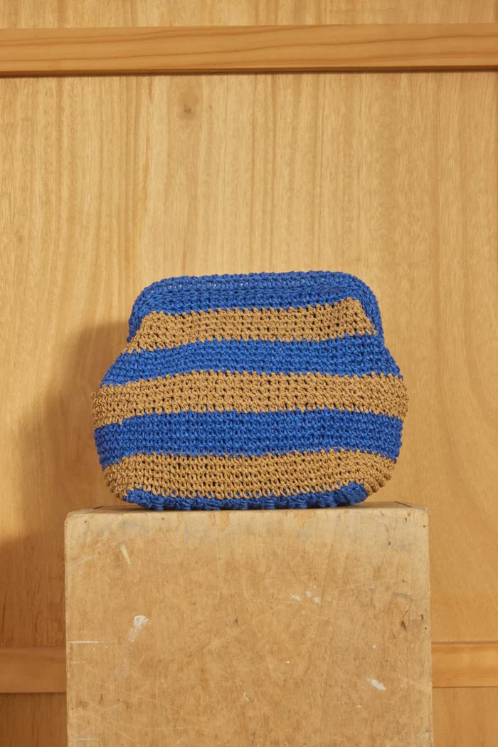 Cie Cie - Handwoven Clutch in Azure/Tan