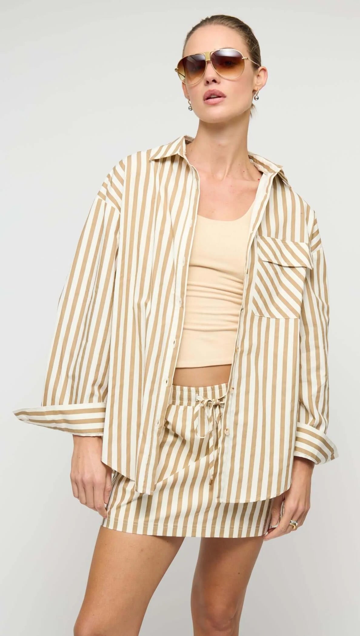 Staple the Label - Zahara Skirt in Tan Stripe