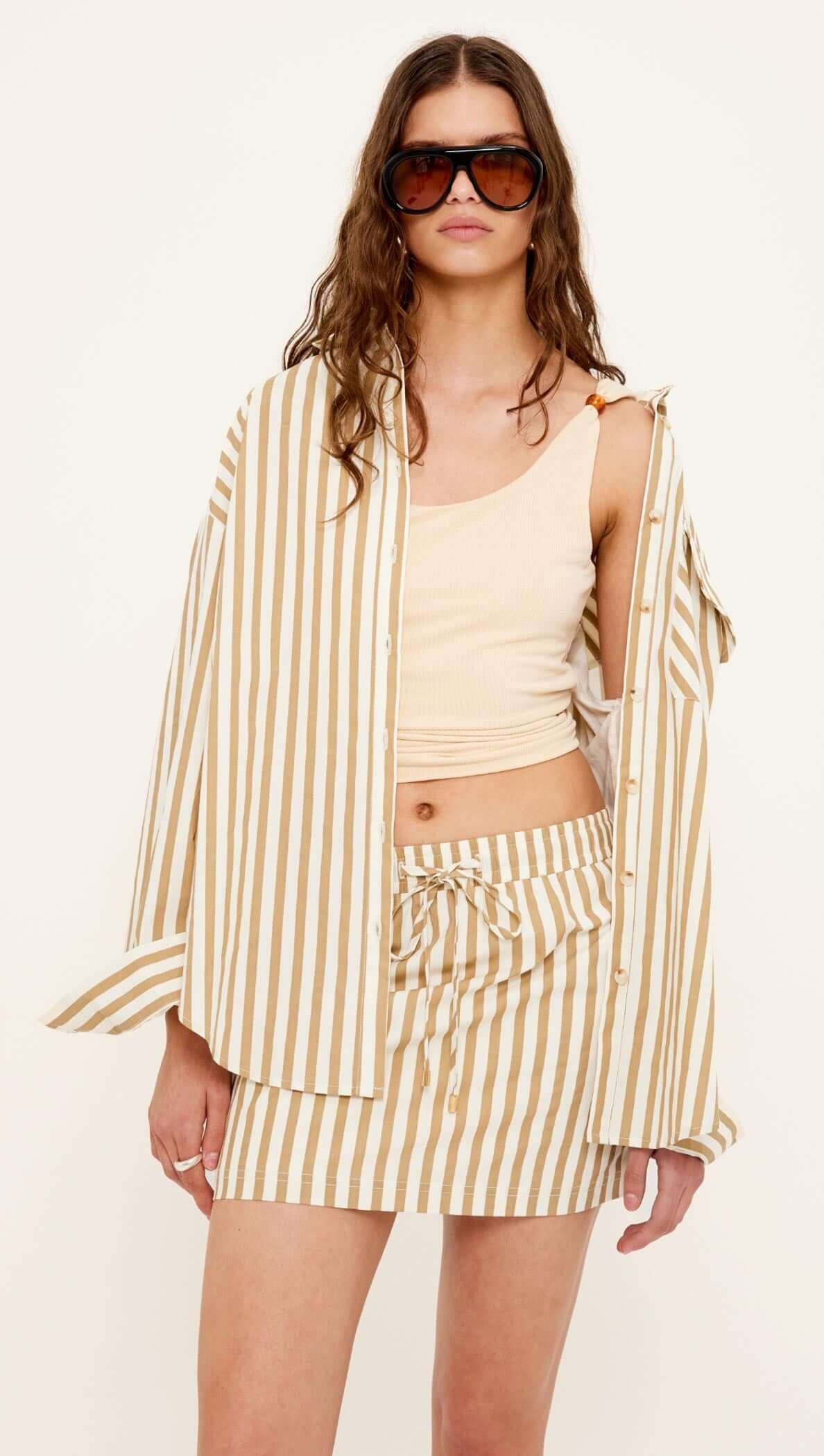 Staple the Label - Zahara Skirt in Tan Stripe