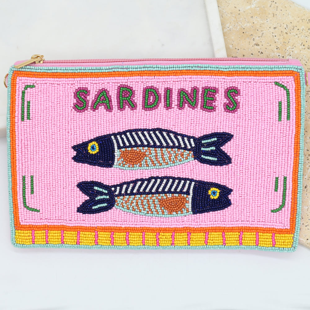 Anna Nova - Beaded Sardines Clutch in Pink