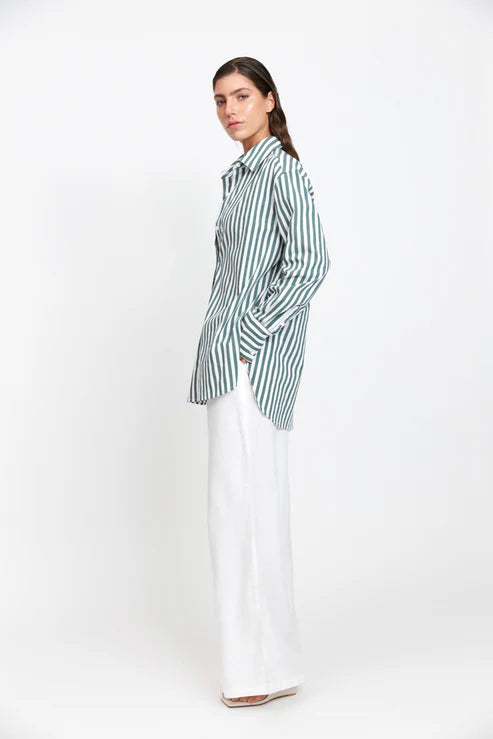 Mael - Florence Shirt in Green/White