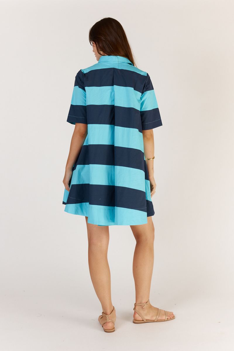 Itami - Cantera Stripe Mini Dress in Blue