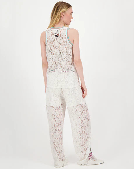 Me369 - Moa Lace Straight Leg Pant in White