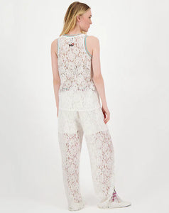 Me369 - Moa Lace Straight Leg Pant in White