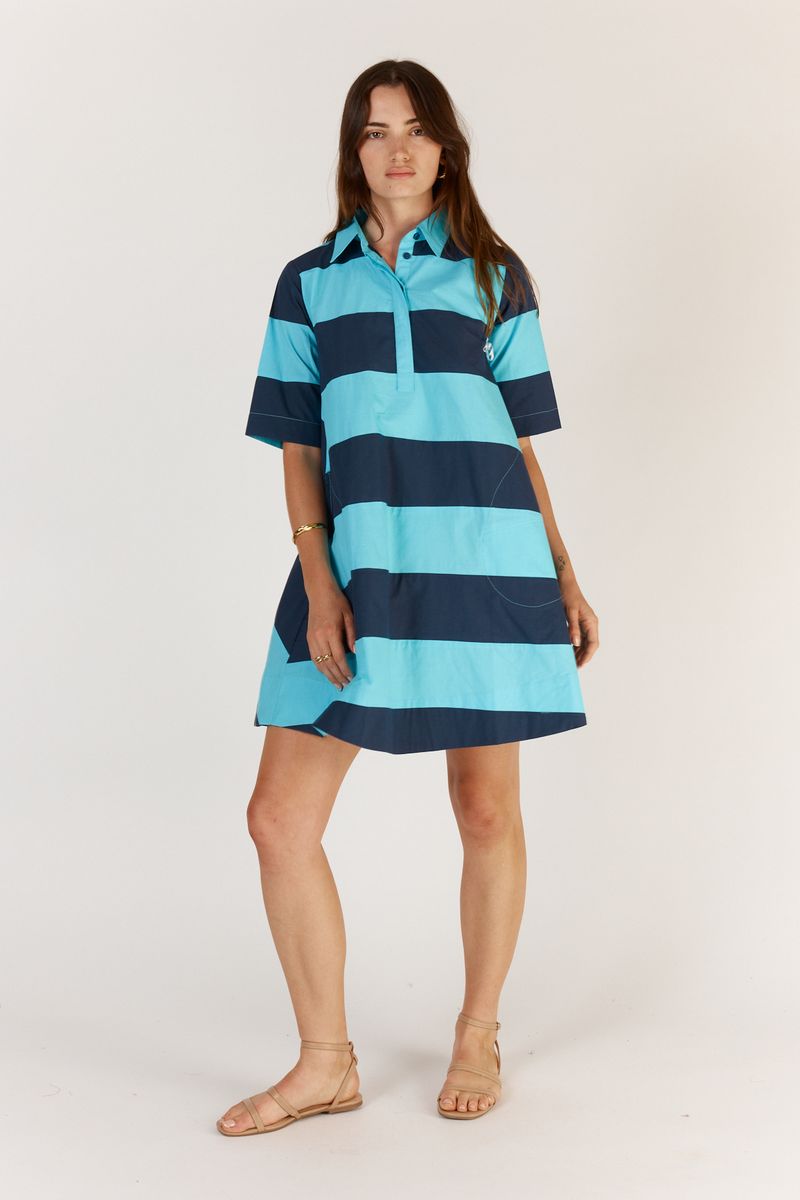 Itami - Cantera Stripe Mini Dress in Blue
