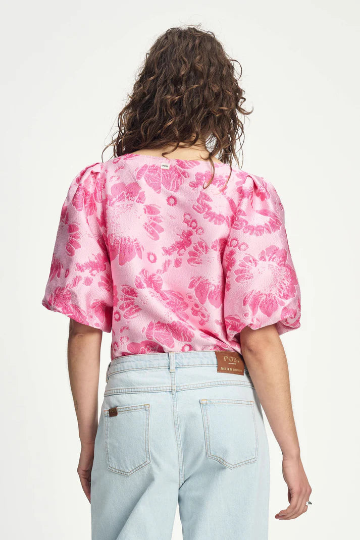 POM - Floral Jacquard Raspberry Top