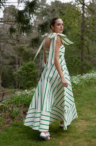 ASTON -  Pippa Dress in Mantis /Antique Stripe